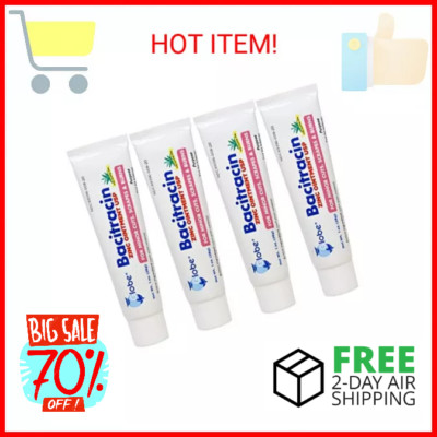 (4 Pack) Globe Bacitracin Zinc Ointment + Aloe 1oz, Antibiotic Ointment, Essenti