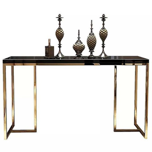 CONSOLE TABLE HALL TABLE MARBLE TOP STAINLESS STEEL LEGS BLACK WHITE