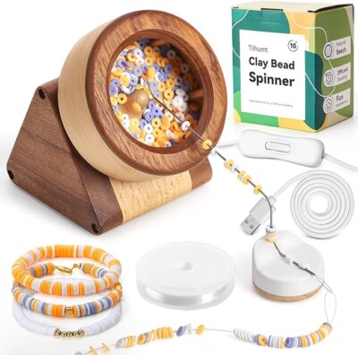 Tilhumt Bead Spinner for Clay Beads Jewelry Making, Wooden New In Sealed Box