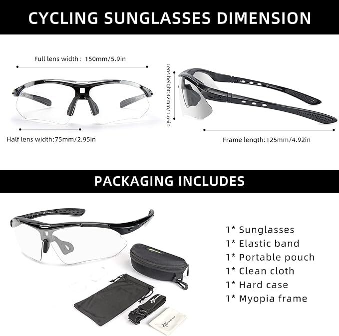 ROCKBROS Cycling Photochromic Sports Sunglasses MTB Road Bike Glasses outdoor