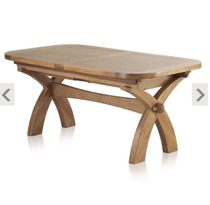 Oak Furniture Land HERCULES Natural Solid Oak Dining Table & 6 leather