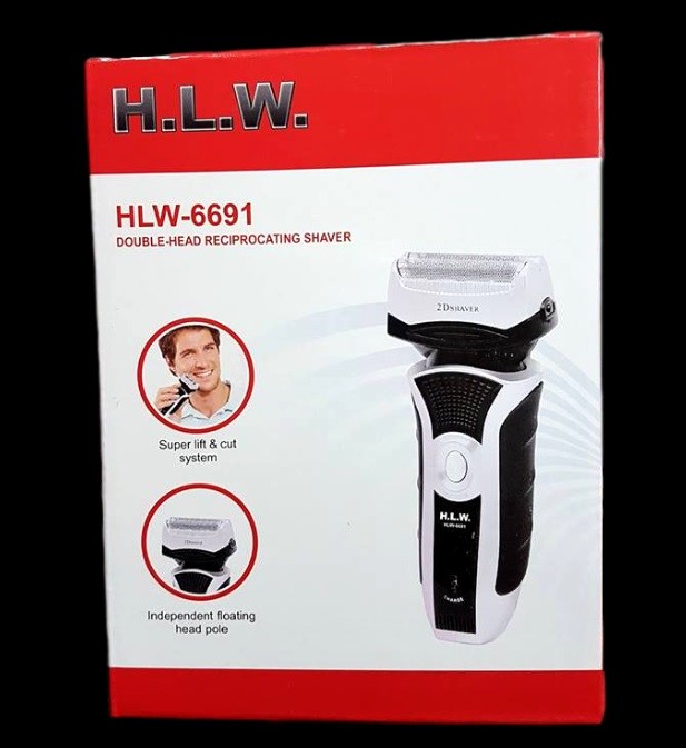 Rasoio Elettrico Hlw-6691 Ricaricabile 2 Testine Lama Acciaio Barba Baffi linq