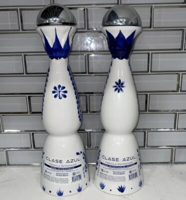 Clase Azul Reposado Tequila Empty Bottle Hand Painted (750ml x 2) Set Of 2