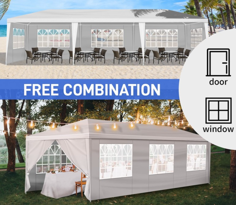 Carpas 10x30 Para Fiestas De Exterior Patio Con 8 Paredes Heavy Duty Lona El Sol