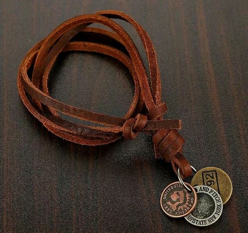 New /2019/Men Abercrombie & Fitch Leather Brown Necklace