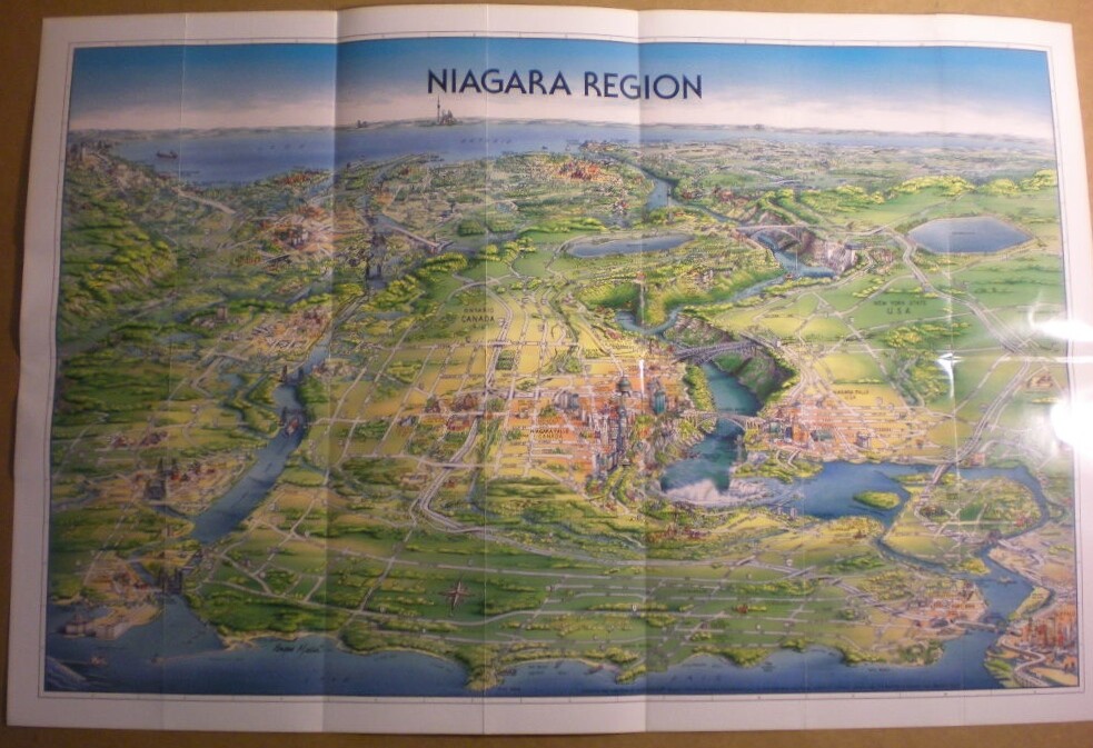 Map of Niagara Falls, USA/Canada, by Unique Media, Folded Artistic Illustrated