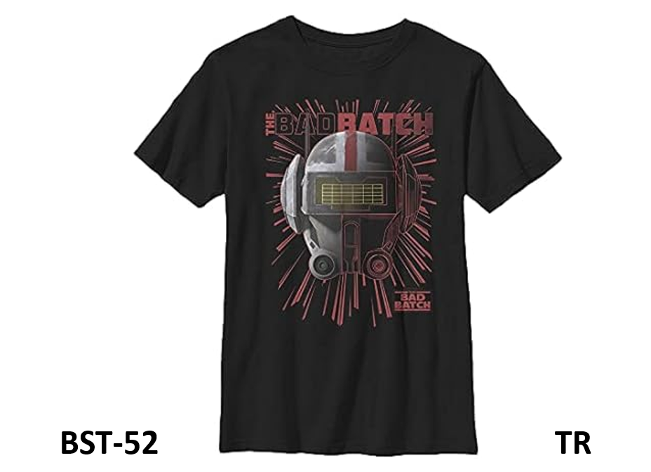 Star Wars Bad Tech Batch Boy's Premium Solid Crew Tee, Cotton, Black, Small