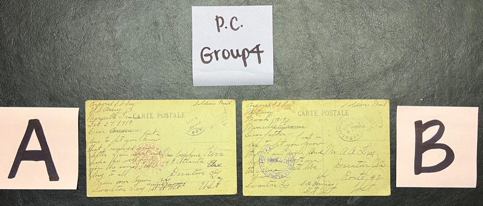 c.1919 Military Censored Postcards