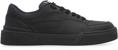 Pre-owned Dolce & Gabbana Roma Leather Sneakers In Black