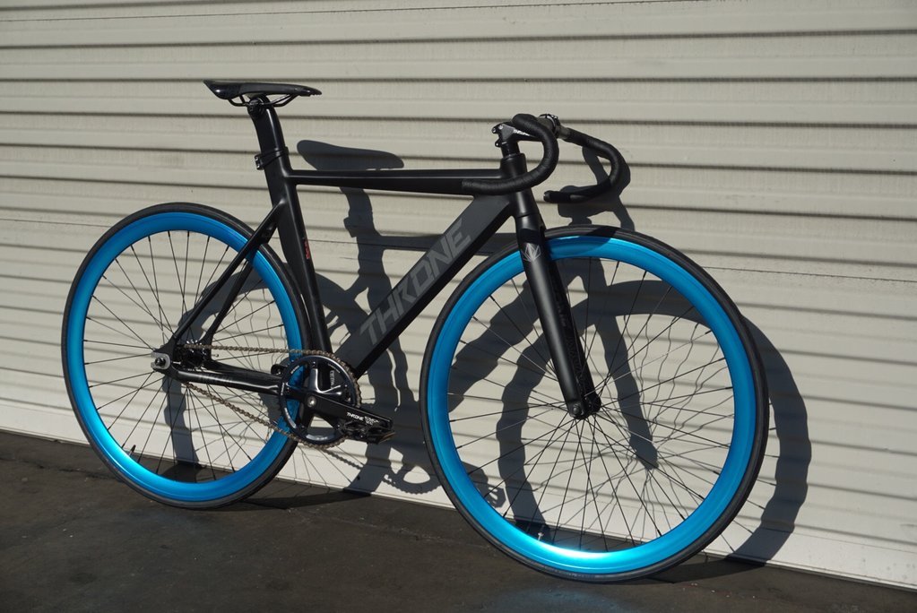Throne Track Lord Custom Build Fixed Gear Single Speed Bike Black Blue Mr. Bikes