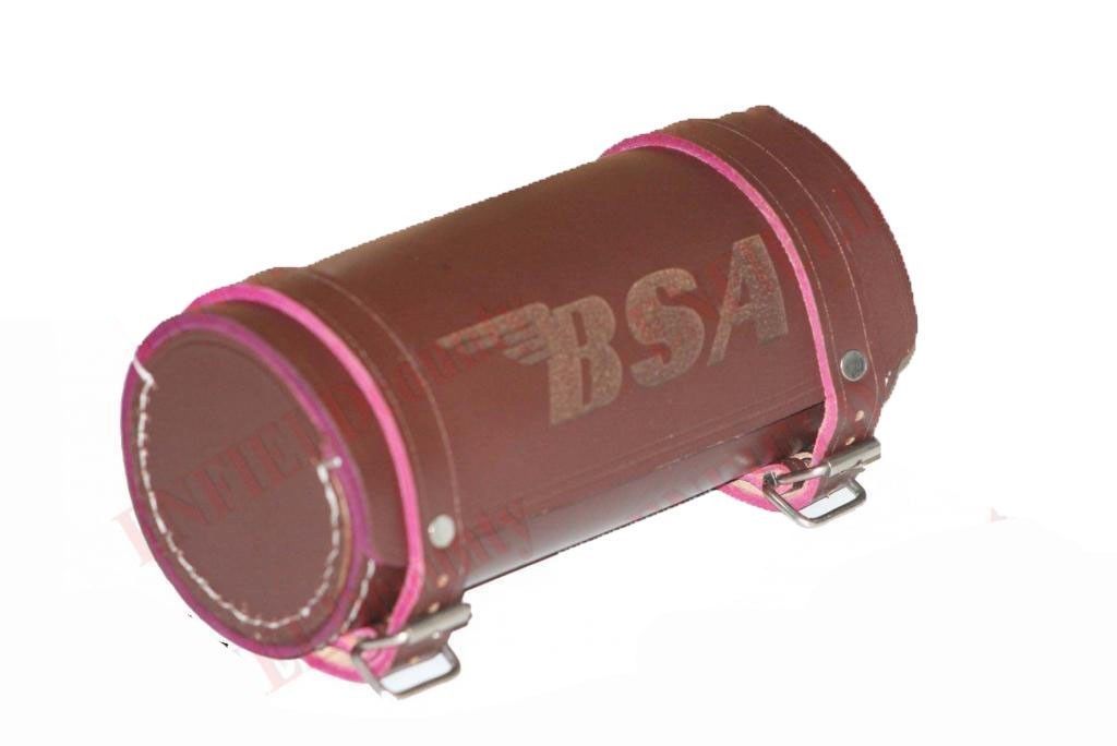 Vintage Brown Leather Tool Bag Roll With BSA Logo Engraving Customised 