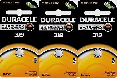 3 Duracell 319 Button Coin Battery Silver Oxide 1.5 volt Watch...