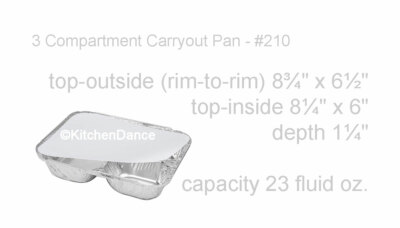 3 Compartment Aluminum Foil TV Dinner / Food storage Tray w/ Board Lid - #210L