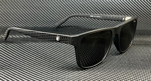 Pre-owned Montblanc Mont Blanc Mb0209s 004 Matte Black Polarized Men's L Size Sunglasses In Gray
