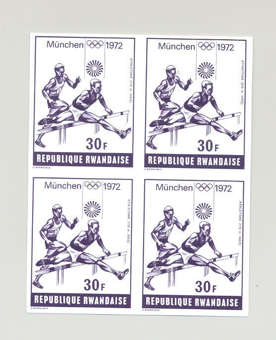 奥运会证明，邮票图案印刷样张卢旺达