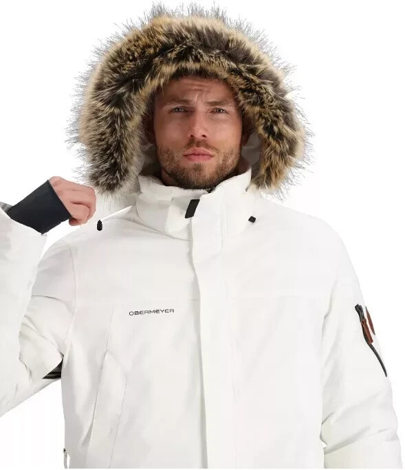 Pre-owned Obermeyer $399  Ridgeline Insulated Ski Jacket With Faux Fur (men's), White, M