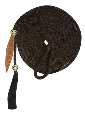 Royal King Braided Brown BOSAL Mecate Rope W Horsehair Tassel Leather Popper for sale online