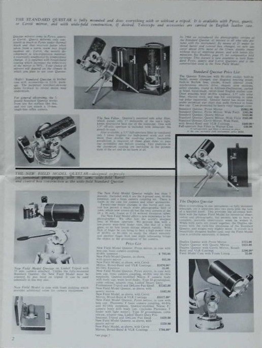 Questar Telescope Instruction Book with Brochure 1967 - 1973
