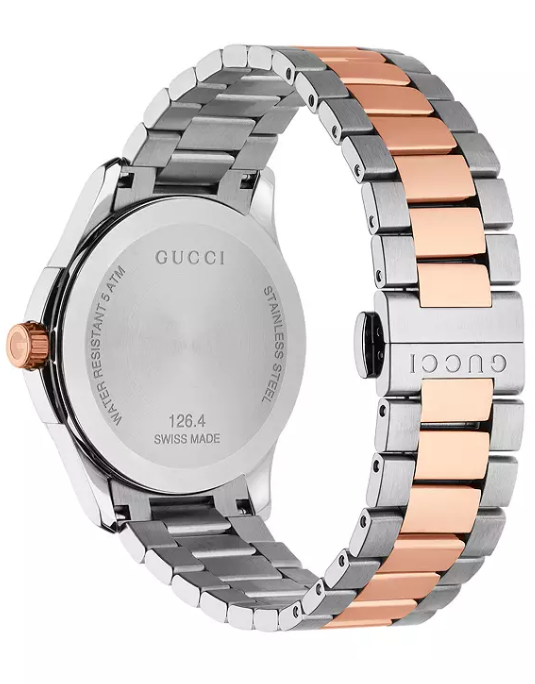 Pre-owned Gucci G-timeless Grey Dial Two-tone Stainless Steel Men's Watch - Ya126446