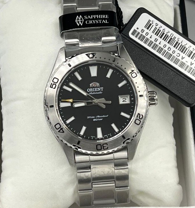 Pre-owned Orient Ra-ac0q01b10b Mako 40 Black Analog Automatic Men's Diver's Design Watch