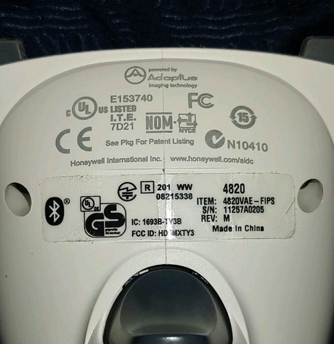 Honeywell Adaptus 4820VAE-FIPS Hand-Held 2D Bluetooth Imager Scanner System 4820