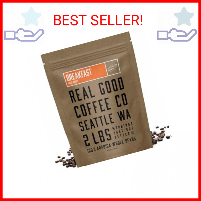 Real Good Coffee Co - Whole Bean Coffee - 2 Pound Bag - Breakfast Blend Light Ro