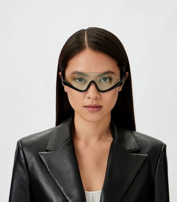 Pre-owned Gucci Gg1650s 005 Shiny Black Green Unisex Shield Mask Sunglasses Gg 1650s
