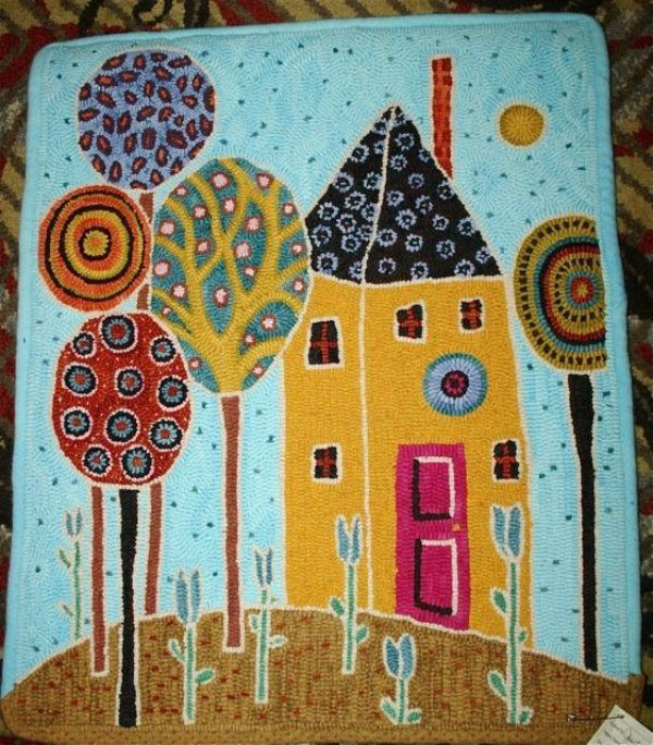 RUG HOOKING CRAFT PAPER PATTERN Blue Tulips FOLK ART ABSTRACT Karla Gerard