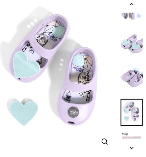 

Фенечки и подошвы Kaia Heart, милая сменная обувь Kawaii на плоской подошве, сиреневый 9, Lilac purple, Baubles and Soles ® Kaia