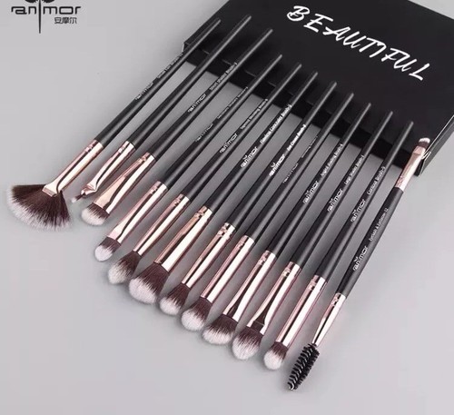 US 12Pcs Eye Makeup Brush Set Blend Shadow Angled Eyeliner Smoke Brushes Tools