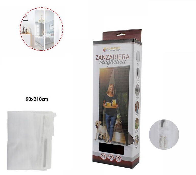 Tenda Zanzariera Porte Balconi Insetti Zanzare Magnetica Bianca 90x210cm dfh