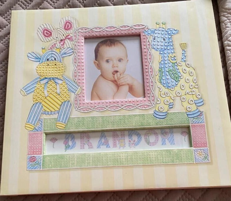 K & COMPANY Baby Scrapbook Album 12x12 Cuddly Friends Personalize Frame Name **