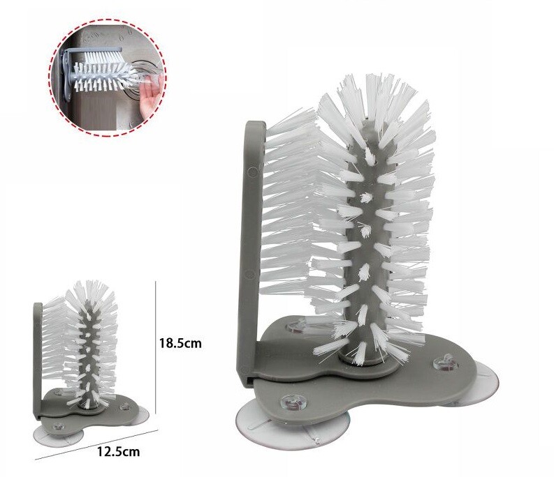 Spazzola Brush Lava Bicchieri Vetro Boccali Tazze Calici Fissaggio Ventosa dfh