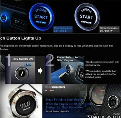 [5 Stars] 12V Car Engine Start Push Button Switch Ignition Starter Kit Blue LED