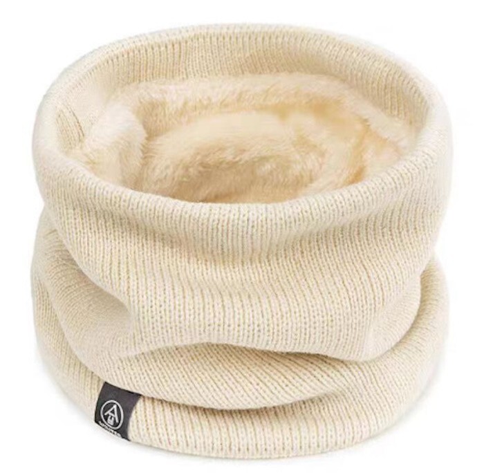Neck Warmer Scarf Soft Double Layer Knit Loop Fleece for Women Men Warm Winter