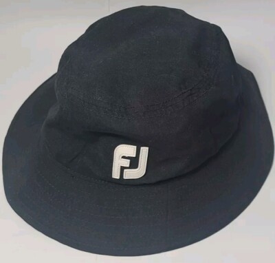 FootJoy FJ DryJoys Golf Black Bucket Hat Mens Polyester Sun Rain Size XL Used 