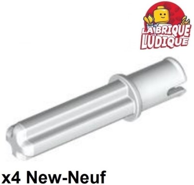 Lego technic 4x Axle axe 2L Pin without Friction Ridges 3L blanc/white 65249 NEW