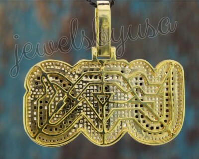 Pre-owned Nsg Flooded Iced 3ct Genuine Moissanite Men's Custom Any 3 Letter Pendant 925 Silver In White