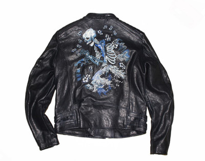 ジャケット・アウター DISEL BLACK GOLD lamb lether jackets Men's Diesel Black Gold Lambskin Leather Jacket Stripe Arm