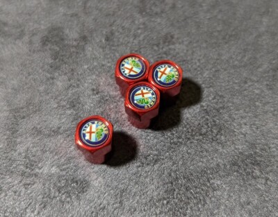 4pc Red Hex Alfa Romeo Emblem Car Suv Wheels Tire Air Valve Caps Stem Dust Cover