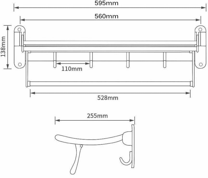 ELLOALLO Oil Rubbed Bronze Towel Racks for Bathroom Shelf with Foldable Towel B
