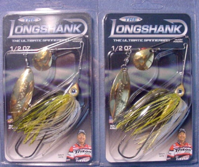 Lot of 2 ~ 1/2 oz Spinnerbait ''THE LONGSHANK'' CWGG-PGS Pro Golden Shiner