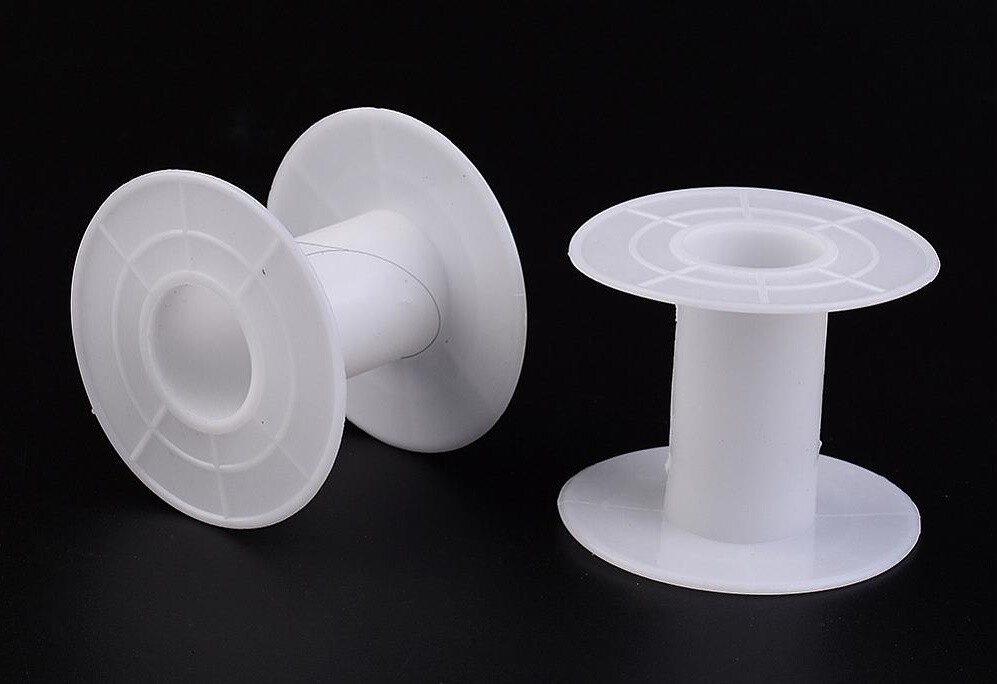 White Plastic 1-3/4" Tall Spools Empty for chain, cord, wire, ribbon ~ New Clean