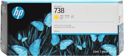 HP 738 300-ml Yellow DesignJet Ink Cartridge, 676M8A