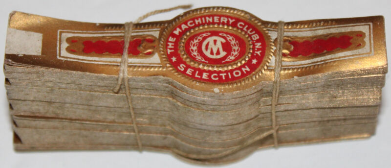 Vintage THE MACHINERY CLUB NY NEW YORK SELECTION N.O.S. CIGAR BAND LABELS H15