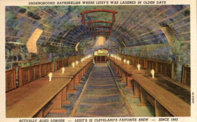 VTG 1934 PC LEISY BREWERY CLEVELAND OH UNDERGROUND RATHSKELLER NOS MINT *