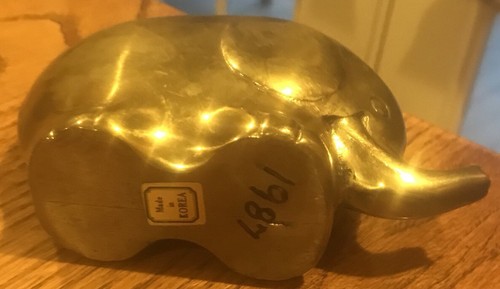 1987 Vintage Brass Elephant made in Korea 4 1/2