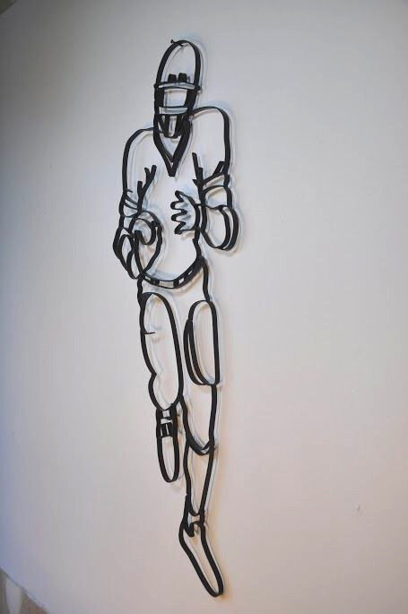 Football Player Iron Decorative Metal Wall Art Large Sculpture...