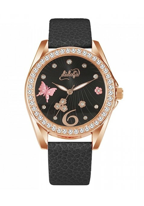 Didofa 242890 Woman Eco leather 3D Butterfly Watch Rose Gold Tone/Black