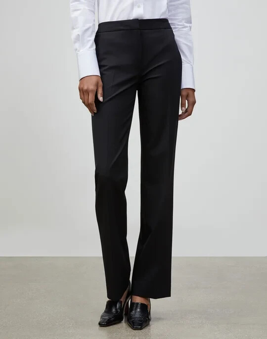 

LAFAYETTE 148 New York Черные прямые брюки из эластичной шерсти  Petite, Черный